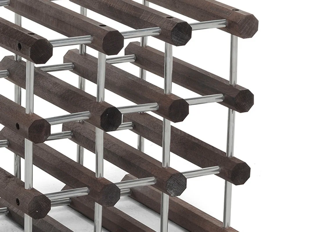 Drewniane drążki i aluminiowe trzpienie stojaka Foppapedretti IlCantiniere w wersji wenge