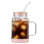 Słoik ze słomką 600 ml - różowy