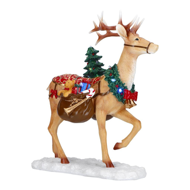 Jeleń z prezentami i choinką led 38,3cm Merrymom - Merry Moments