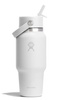 Biała butelka termiczna Hydro Flask 24 oz Wide Mouth Travel ze słomką Flex Straw