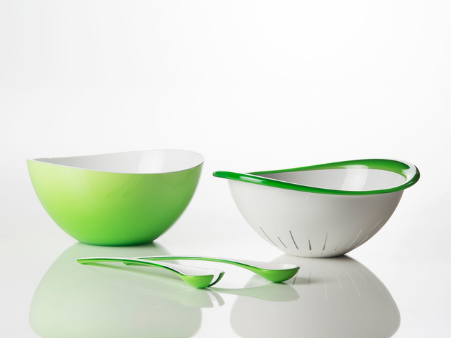 Miska + Durszlak + Łyżki Do Serwowania Zielone