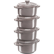 Staub Gift Giving 4X Mini Cocotte Okrągły 10 Cm, Antyczny Grafitowy