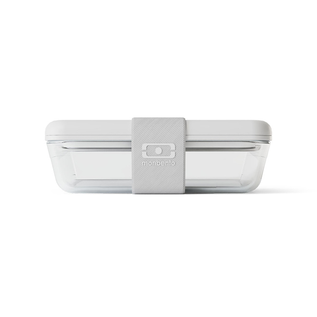 Lunchbox szklany Monbento x Pyrex Pure 600 ml, biały ze wzorem Paper Cut