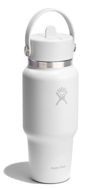 Biała butelka termiczna Hydro Flask 24 oz Wide Mouth Travel ze słomką Flex Straw