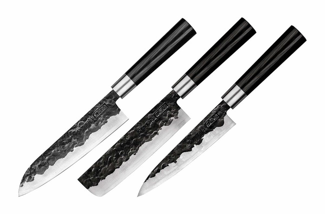 Samura Blacksmith Zestaw 3 Noży Kuchennych Aus-8 (Utility 16.2 cm, Nakiri 16.8 cm, Santoku 18.2 cm)
