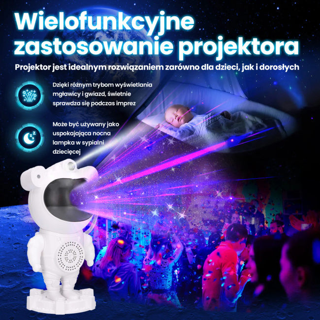 Extralink Home Projektor gwiazd z głośnikiem | Lampka nocna, rzutnik, głośnik Bluetooth | dla dzieci, astronauta