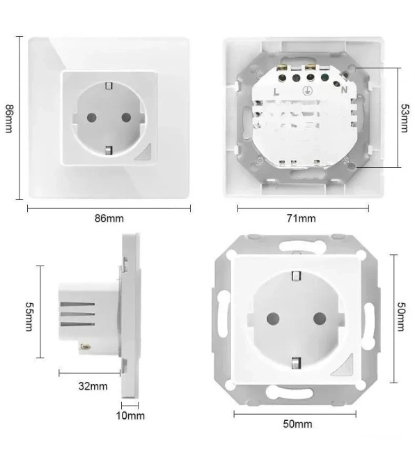 Extralink Smart Life Wall Socket Set Pro | Zestaw inteligentne gniazdko + ramka | Kolor Biały, 230V, WiFi, Tuya