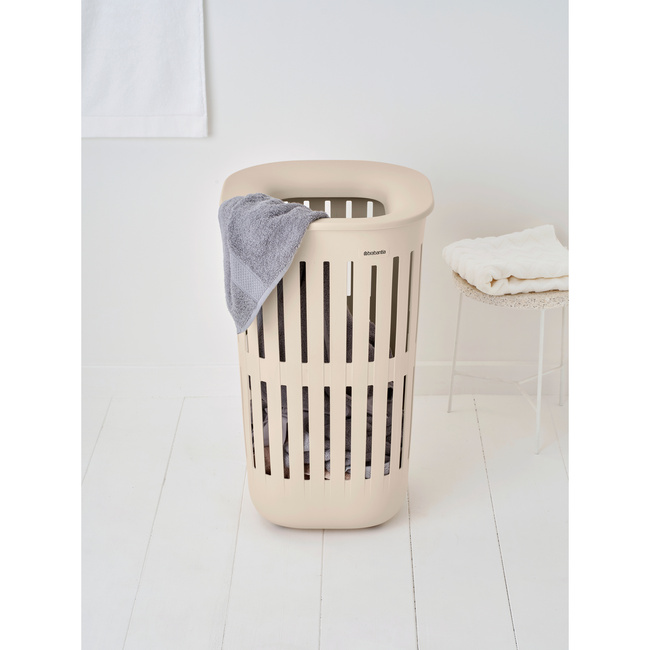 Kosz na pranie Brabantia Collect-It 55 l z pokrywą Quick-Drop, Soft Beige