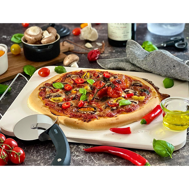 Noże do pizzy i kamień prostokątny ze stojakiem - GEFU