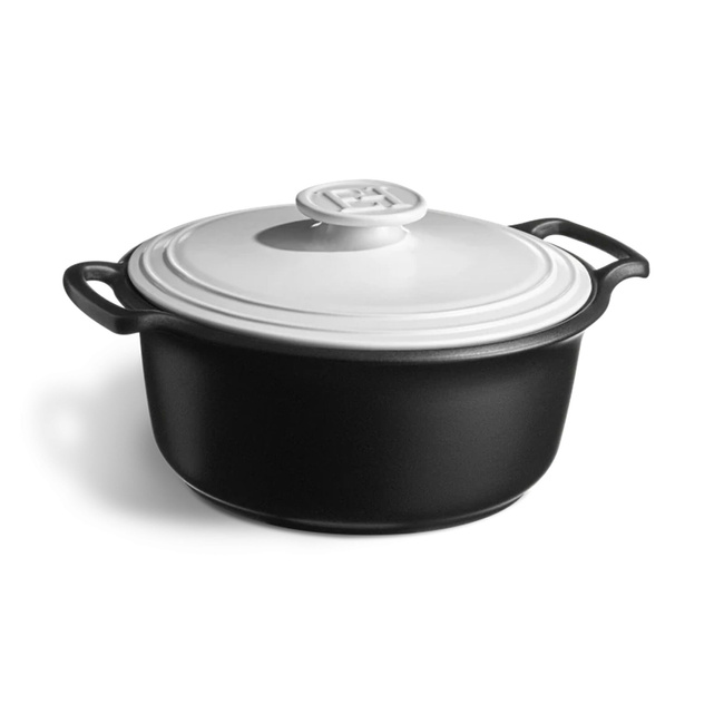 Garnek Ceramiczny Sublime+ 5,5L, Czarny Z Białą Pokrywą - Emile Henry