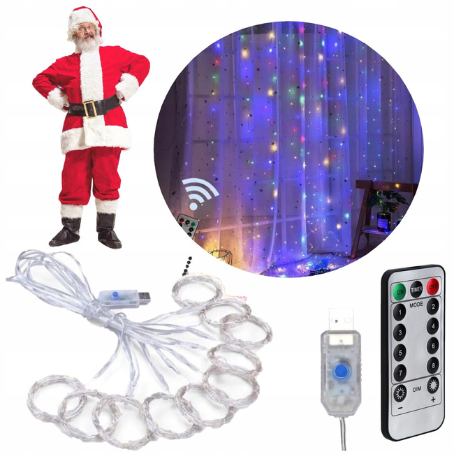 Extralink | Kurtyna świetlna led | 3x3m, 300x led, Biały zimny, świąteczne, ozdoba