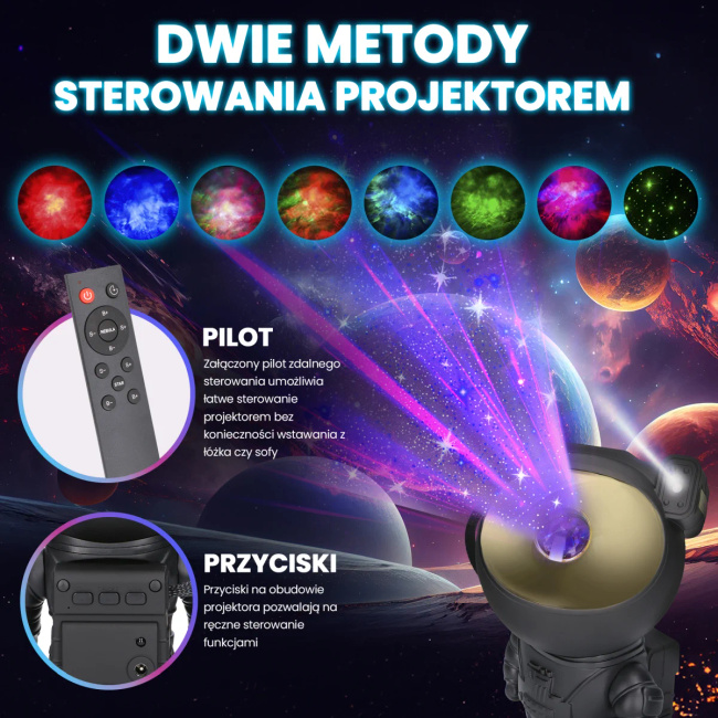 Extralink Home Projektor Gwiazd Czarny | Lampka Nocna, Rzutnik | Dla Dzieci, Astronauta