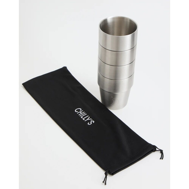 Kubki składane, Zestaw 4 sztuk, 300 ml - Stalowe - Chillys bottles