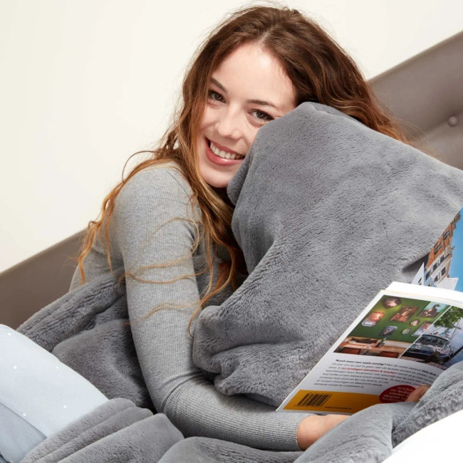 Koc elektryczny grzewczy XL 160x120 Cocoon Plaid 160W | Miękki koc podgrzewany z timerem szary