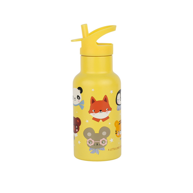 Butelka termiczna dla dzieci A Little Lovely Company Animal Friends 350 ml, żółta