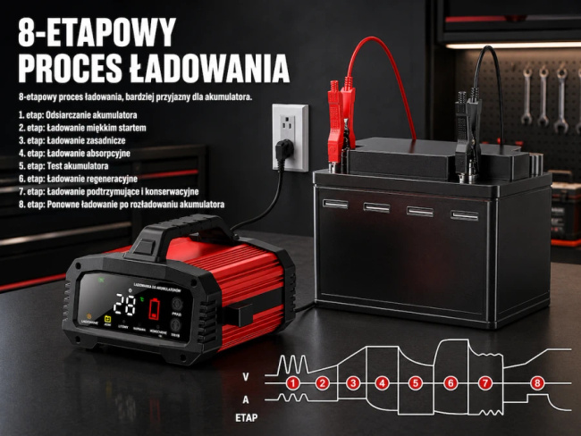 Extralink | Inteligentny prostownik samochodowy z trybem napraw Agm | 12V, 24V, 25A