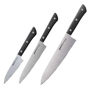 Zestaw 3 Noży Kuchennych Samura Harakiri SHR-0220B - Stal Nierdzewna AUS-8, Czarna Rękojeść ABS