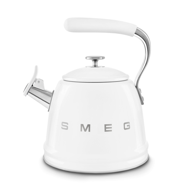 Smeg - Czajnik z jednotonowym gwizdkiem WKF01WH 50's Style - White