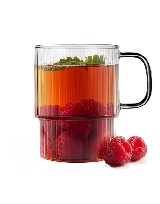 Szklanki ryflowane Livio 350 ml z szarym uchem zestaw 2 szt Vialli Design