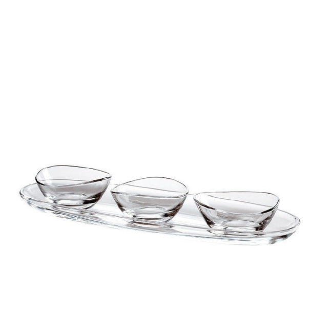 Zestaw do przystawek taca 41 cm + 3 miseczki papaya - Vidivi