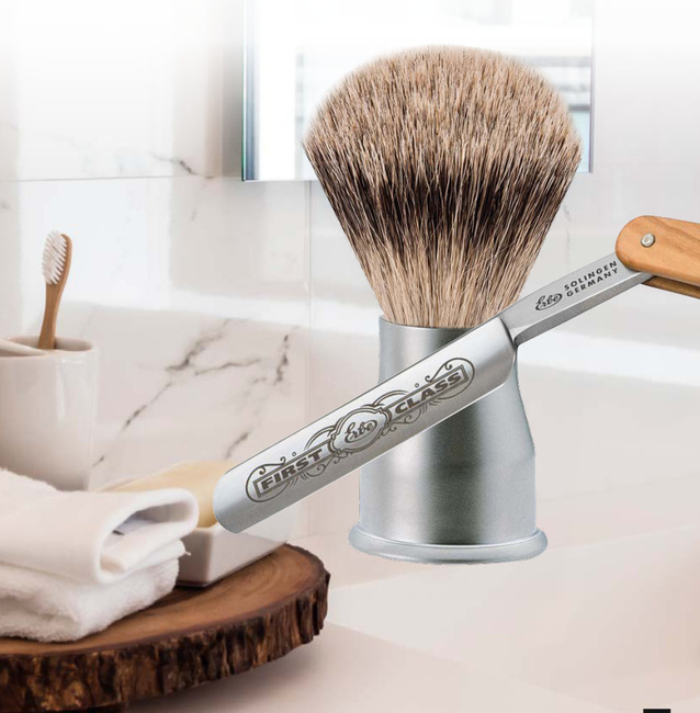 Pędzel do golenia Pure badger czarny + statyw - Erbe solingen