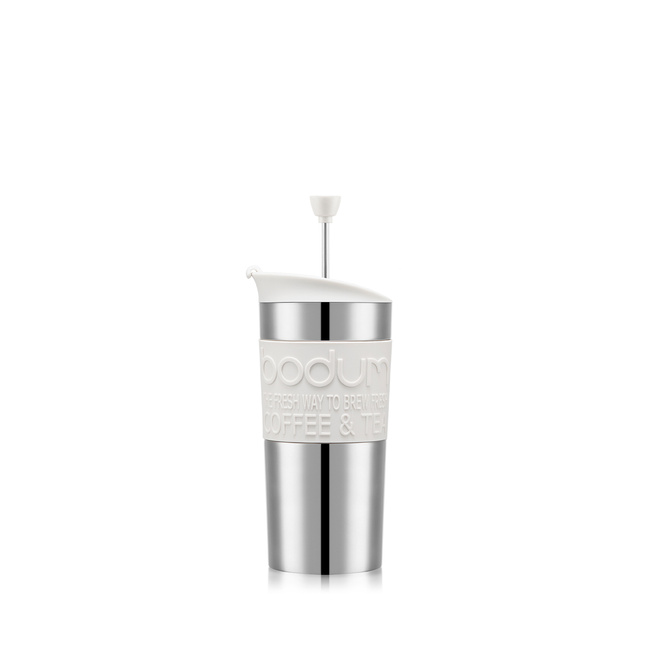 Kubki z zaparzaczem tłokowym do kawy Travel Press 0.35 l Off White