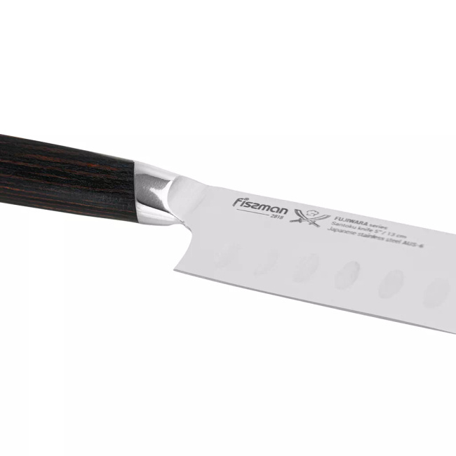 Małe Santoku Fissman Fujiwara 13 cm, stal AUS-6, rękojeść ABS