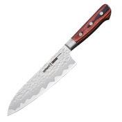 Nóż Santoku Samura Kaiju SKJ-0095B z bolsterem, ostrze 18 cm, rękojeść Pakka Wood
