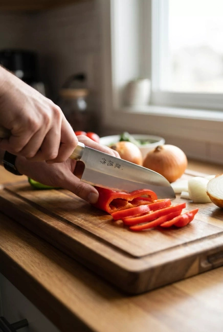 Nóż Santoku Fuji Cutlery RyuToku FC-579, 16,5 cm, rękojeść z magnolii