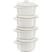 4x Mini Cocotte Okrągły 10 cm, Kość Słoniowa - Staub