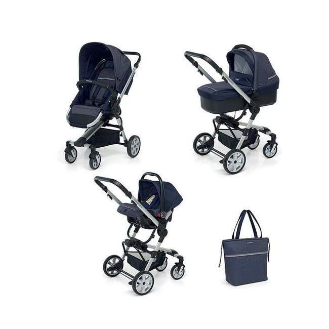 Wózek 3w1 Foppapedretti Supertres Denim Ocean – niebieski