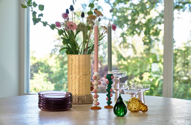 Dekoracja szklana winogrono Villa Collection Styles, ręcznie dmuchane szkło, ciemny róż