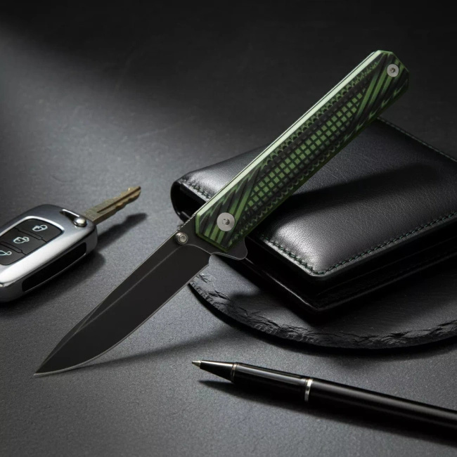 Nóż składany Womsi Wolf, stal S90V/420, rękojeść G10 ciemnozielona, 18 cm