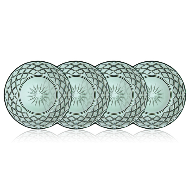 Talerze Sorrento 21 cm 4 sztuki zielone 32010 szklane Lyngby Glas 