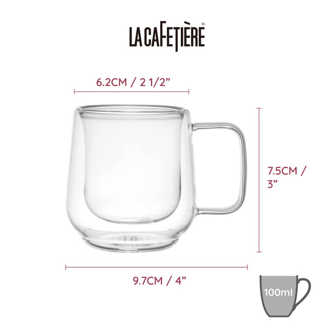 Szklanki do kawy Cortado z uszkiem Siena 100 ml - La Cafetiere