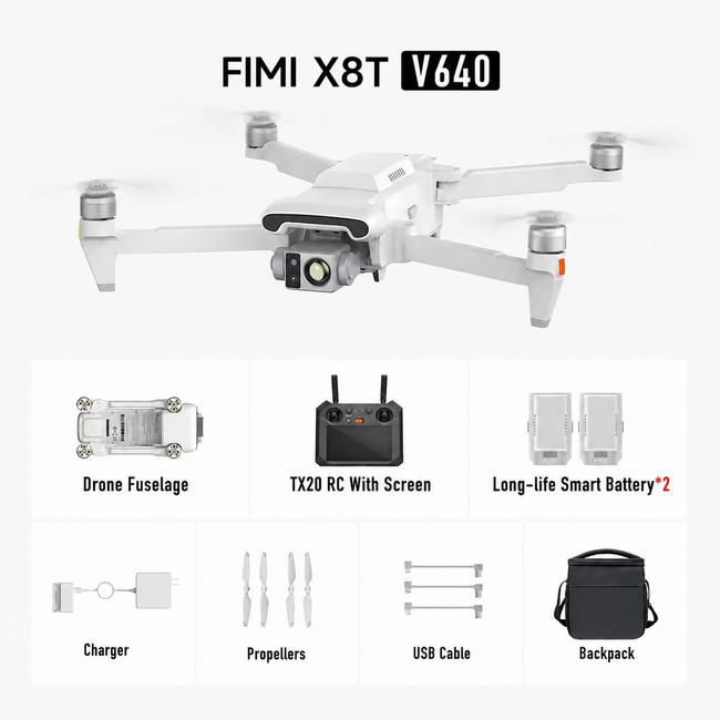 Dron FIMI X8T V640 Combo z kontrolerem TX20 i kamerą termowizyjną