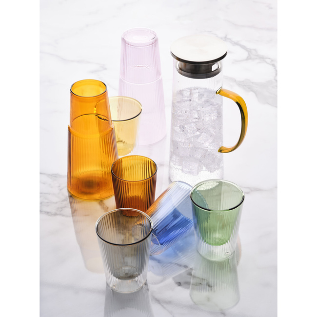 Dzbanek plisowany 1,6l - transparentny/ bursztynowy uchwyt narciso - Ivv