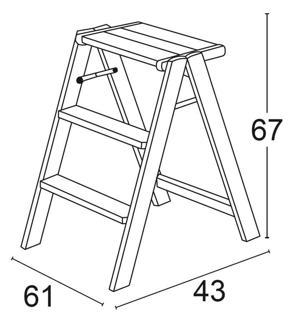 Arredamenti Osimo Drewniana Drabinka - 67 x 61 cm, Brązowy