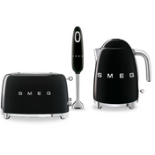 Zestaw Smeg czajnik + toster na 2 kromki + blender ręczny czarny