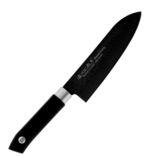 Satake Swordsmith Black Santoku Knife 17cm - High-quality Japanese Chef's Knife