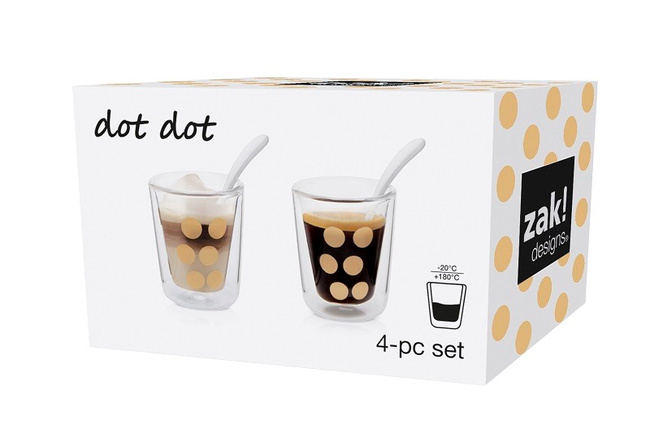 Zestaw 2 Szklanek 75ml Z Łyżeczkami, Złoty - Zak!designs