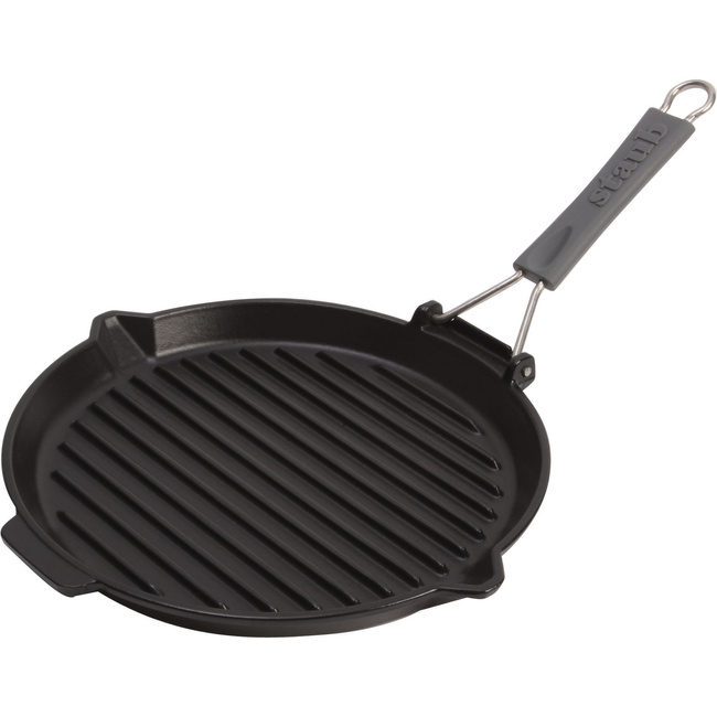 Okrągła Patelnia Żeliwna Grillowa 27 cm, Czarny - Staub