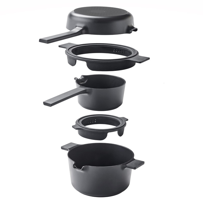 Zestaw garnków Brabantia Compact, 5 elementów, czarny, na indukcję