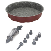 Okrągła blacha bordowa 26cm i zestaw do dekoracji - Tognana