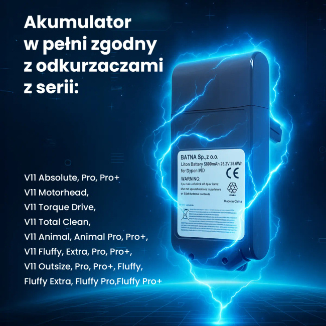 Extralink | Bateria, Akumulator do Odkurzacza, Zamiennik dla Dyson V11 | (Screw Type) 25.2V 3000mAh