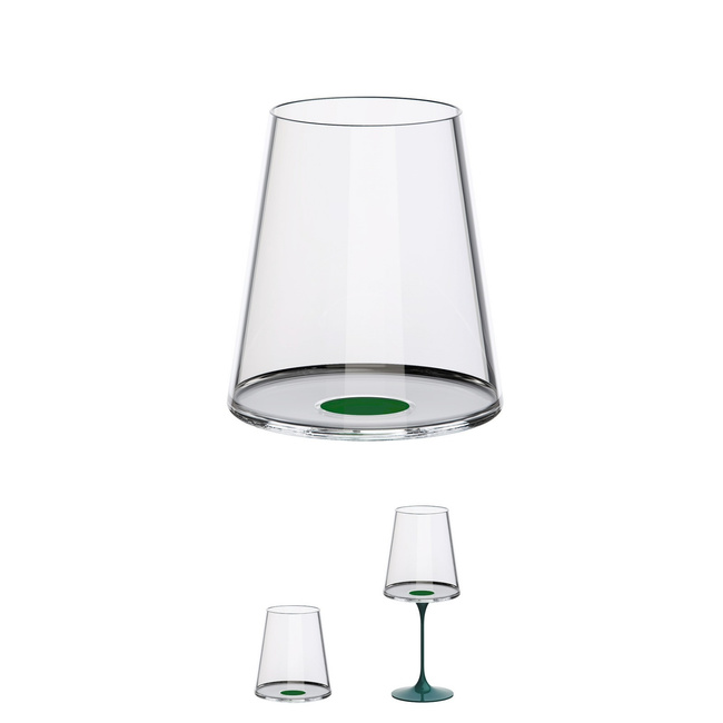 Kieliszki do czerwonego wina Trebonn SplitGlass 450 ml, zielony zaczep, 2 czasze bez nóżki