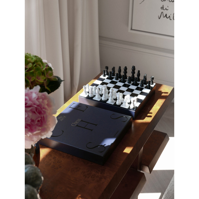 Szachy Printworks Art of Chess, drewniane figury, plansza z akrylem, czarno-srebrne