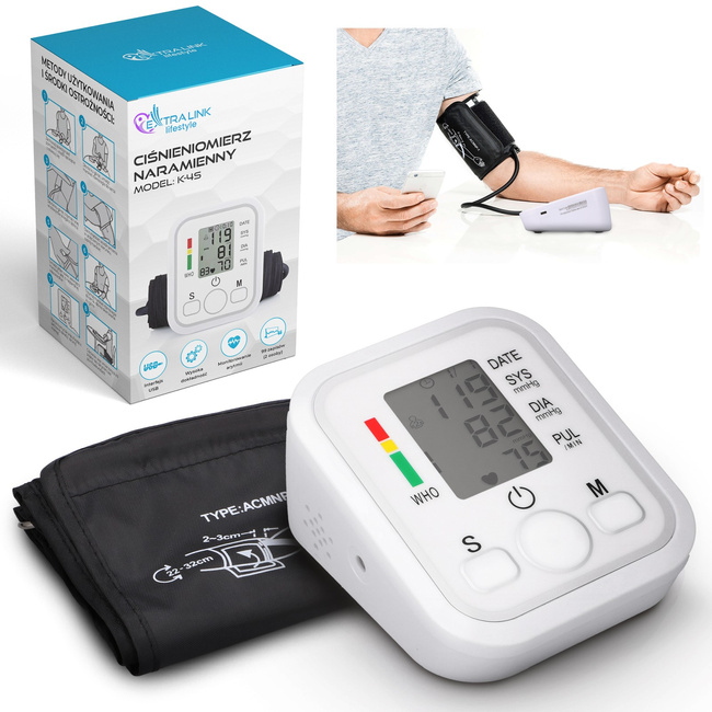 Extralink Smart Life K-4S | Ciśnieniomierz naramienny | Biały