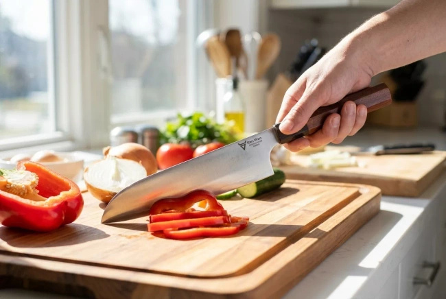 Dan Woo Tamahagane Santoku 19,5 cm - Nóż Szefa Kuchni 67 HRC