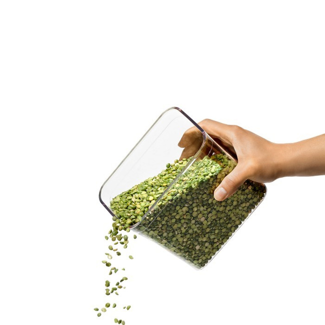Pojemnik prostokątny OXO Steel POP ze stalową pokrywą, przezroczysty